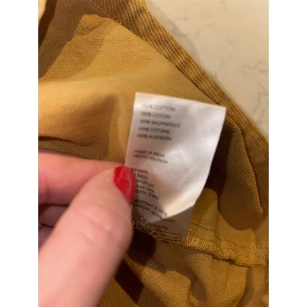 Free People Cotton Mini Skirt Womens 8 Pleated Indie Boho Retro Academia Mustard